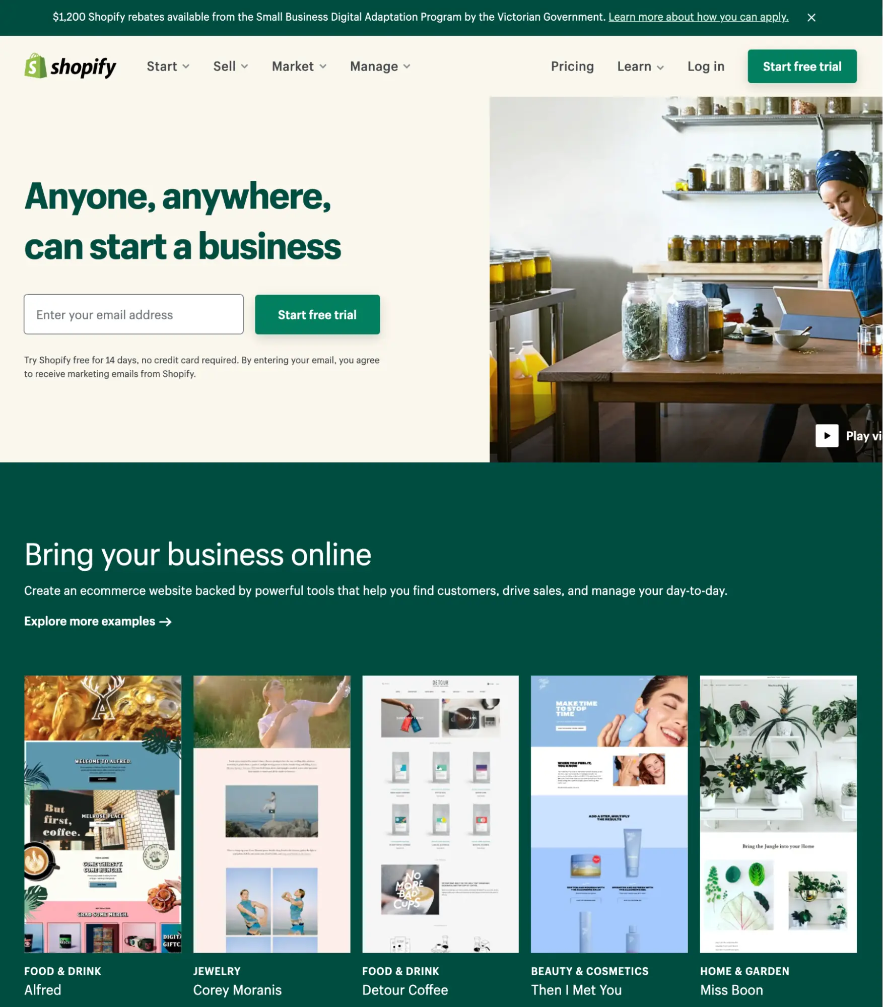 cool homepage designs shopify