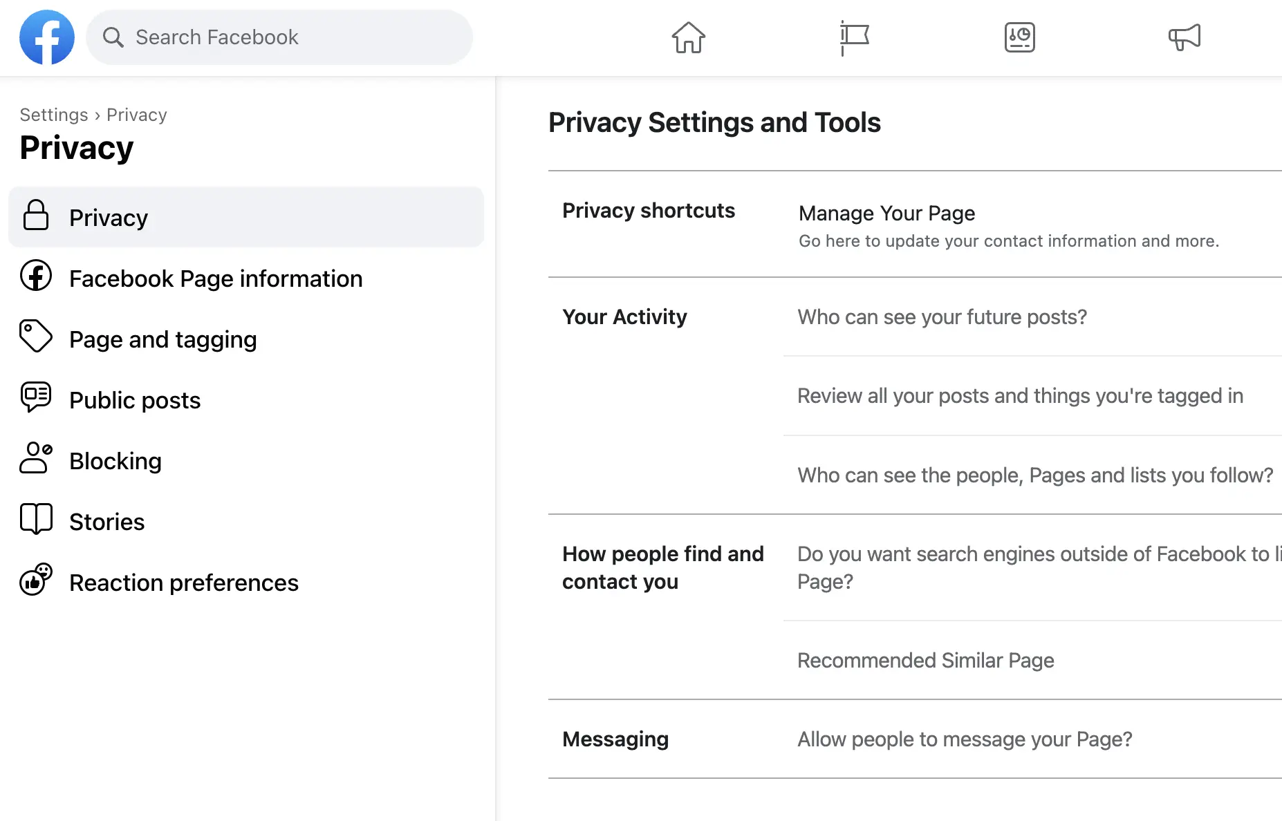 facebook review request privacy