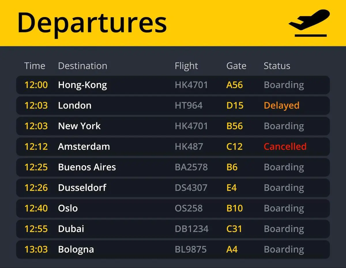 information design in graphic design airport departure board