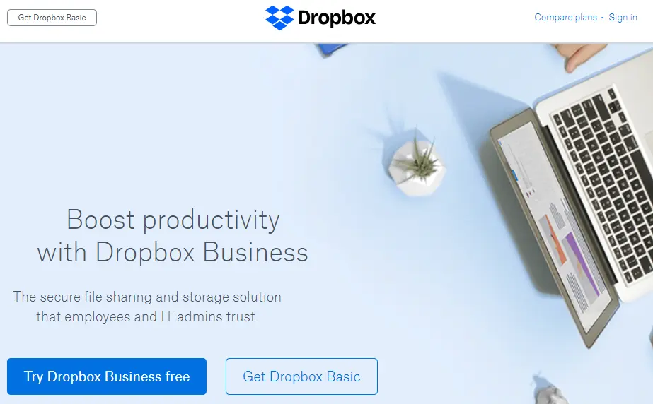 website homepage design dropbox